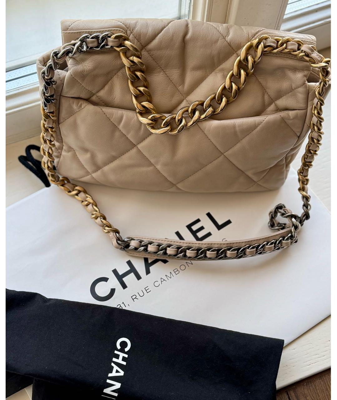 CHANEL Бежевая кожаная сумка через плечо, фото 8