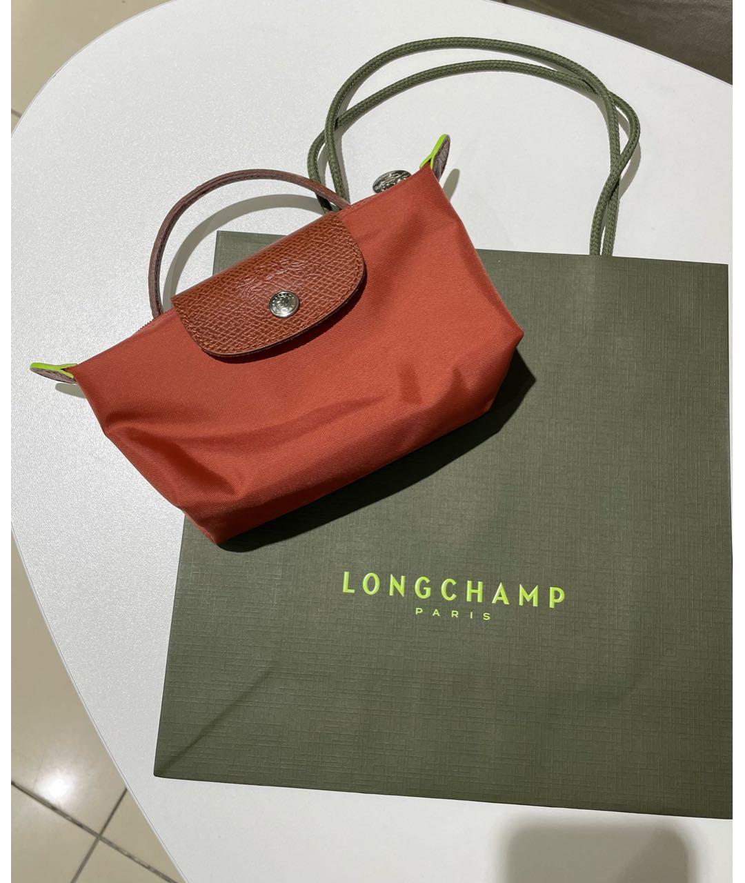 LONGCHAMP Оранжевая тканевая сумка с короткими ручками, фото 5