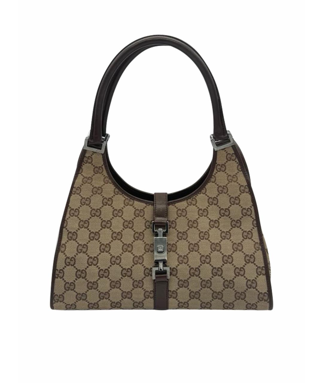 GUCCI Коричневая жаккардовая сумка через плечо, фото 1