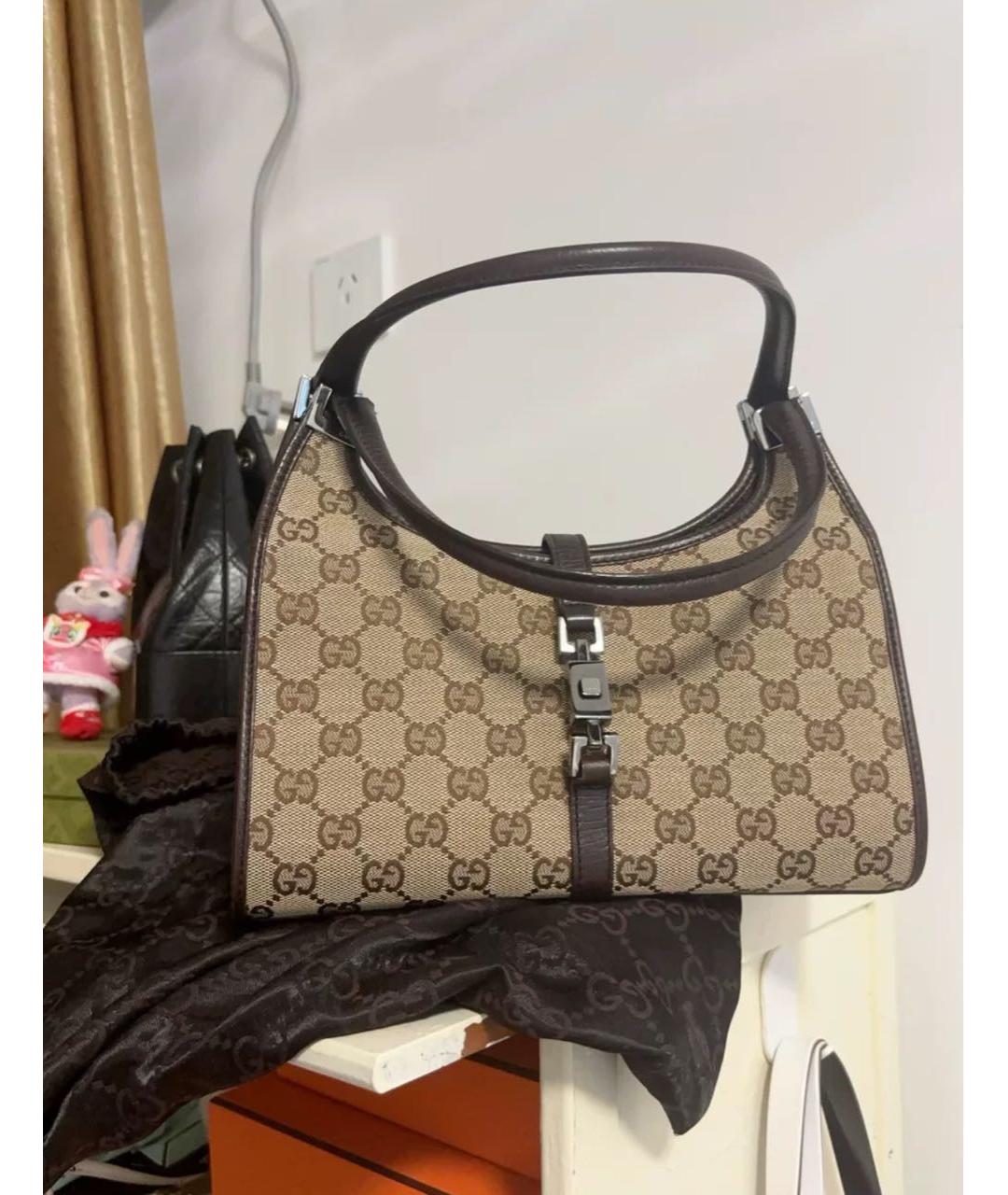GUCCI Коричневая жаккардовая сумка через плечо, фото 2