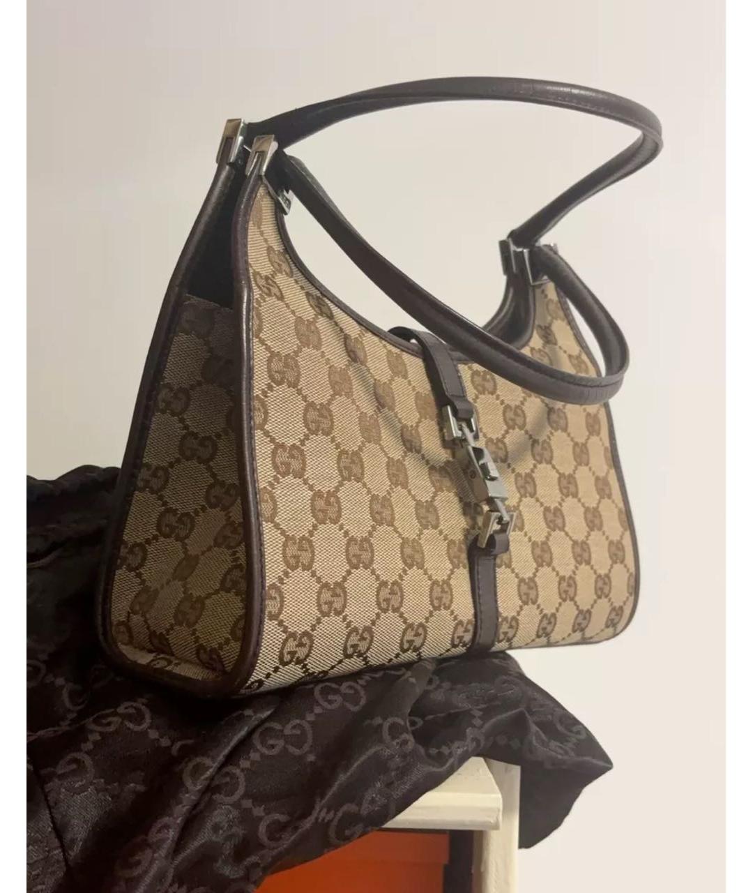 GUCCI Коричневая жаккардовая сумка через плечо, фото 4