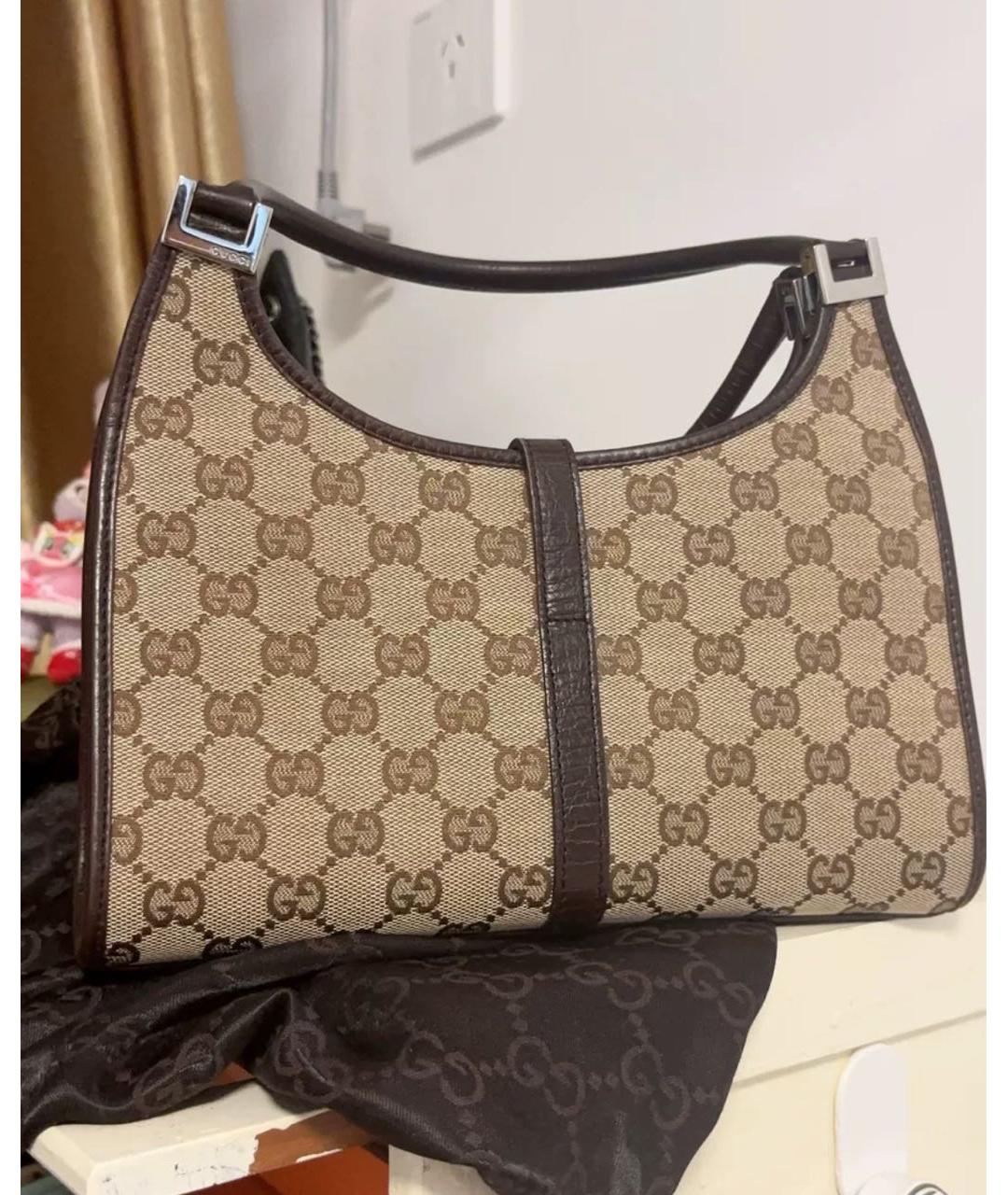 GUCCI Коричневая жаккардовая сумка через плечо, фото 3