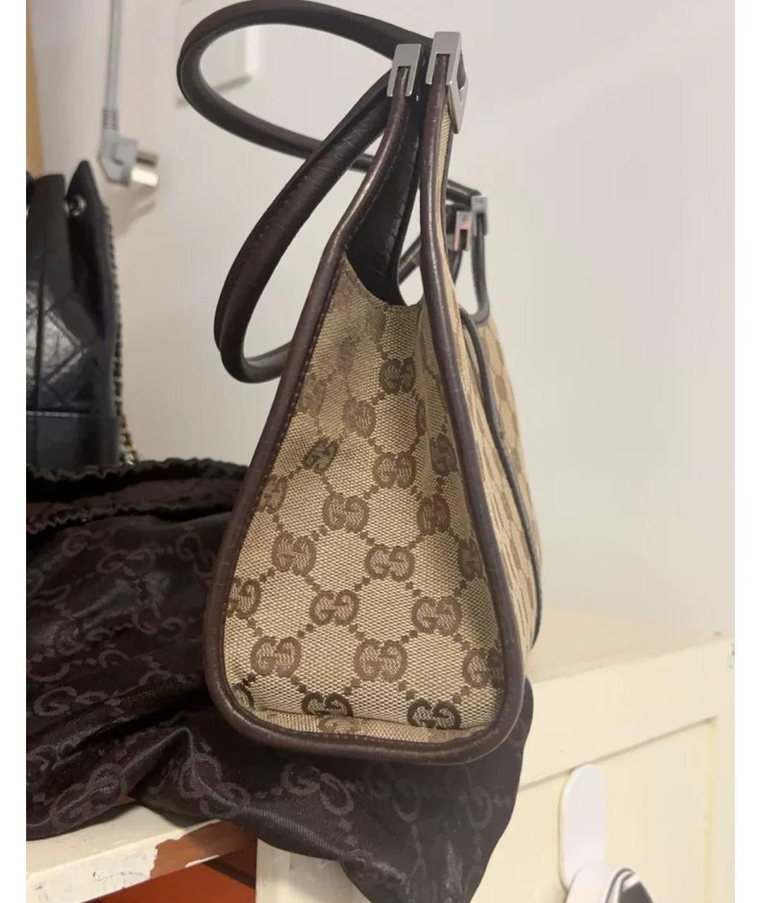 GUCCI Коричневая жаккардовая сумка через плечо, фото 5