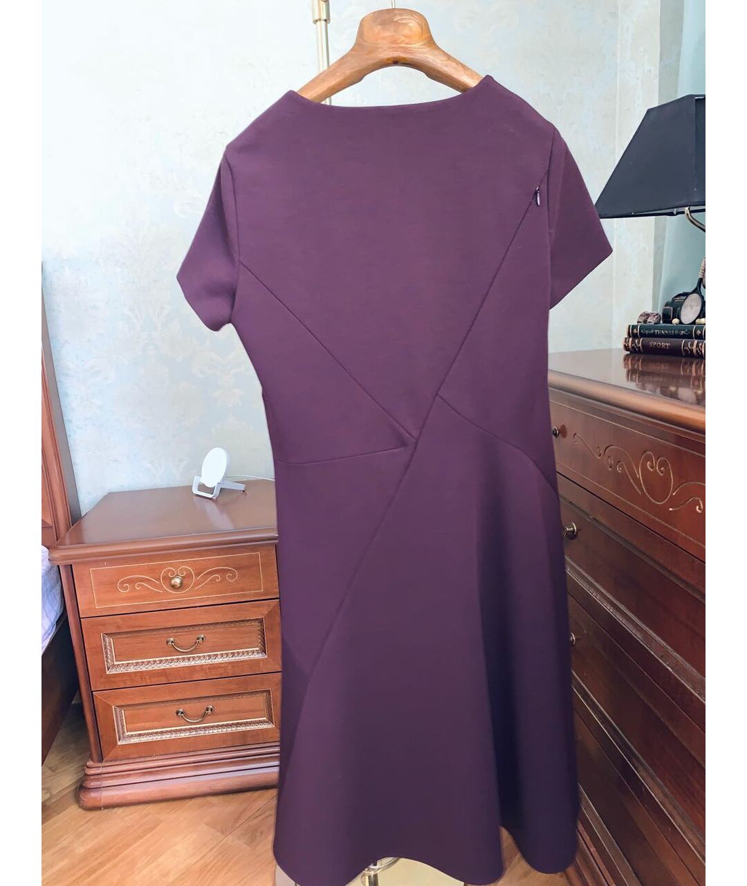 JIL SANDER Бордовое шерстяное повседневное платье, фото 2