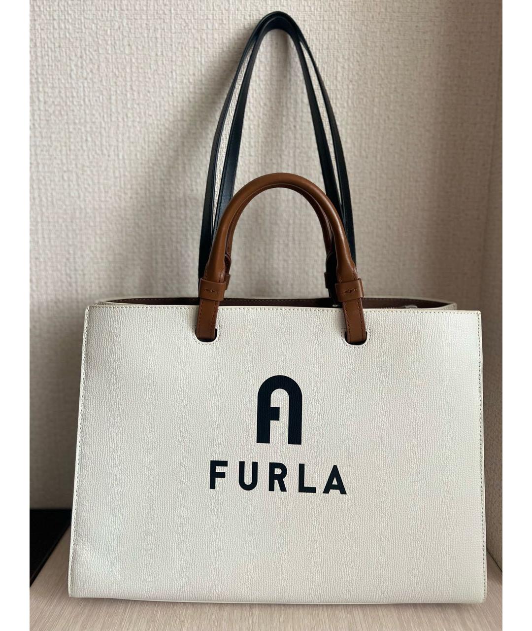 FURLA Белая кожаная сумка тоут, фото 2