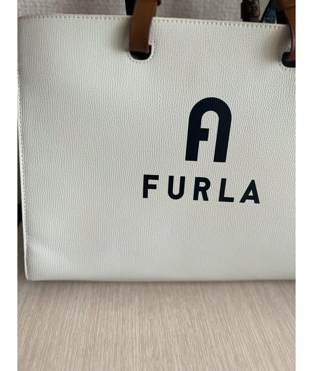 FURLA Белая кожаная сумка тоут, фото 7