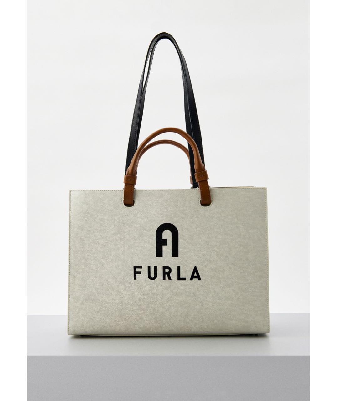 FURLA Белая кожаная сумка тоут, фото 8