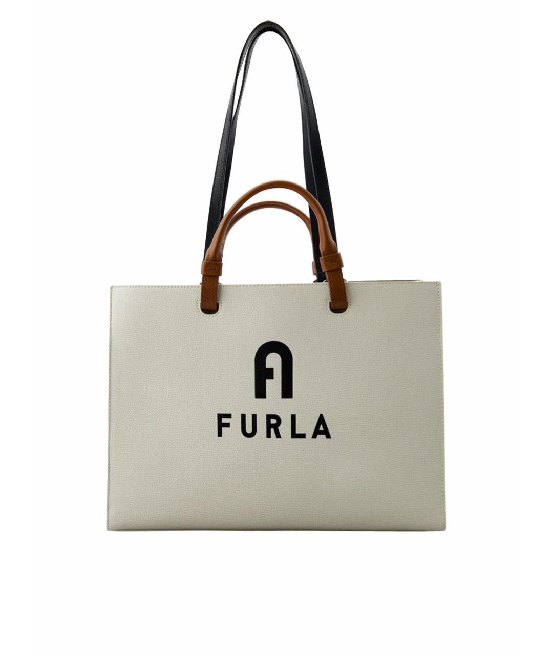 FURLA Белая кожаная сумка тоут, фото 1