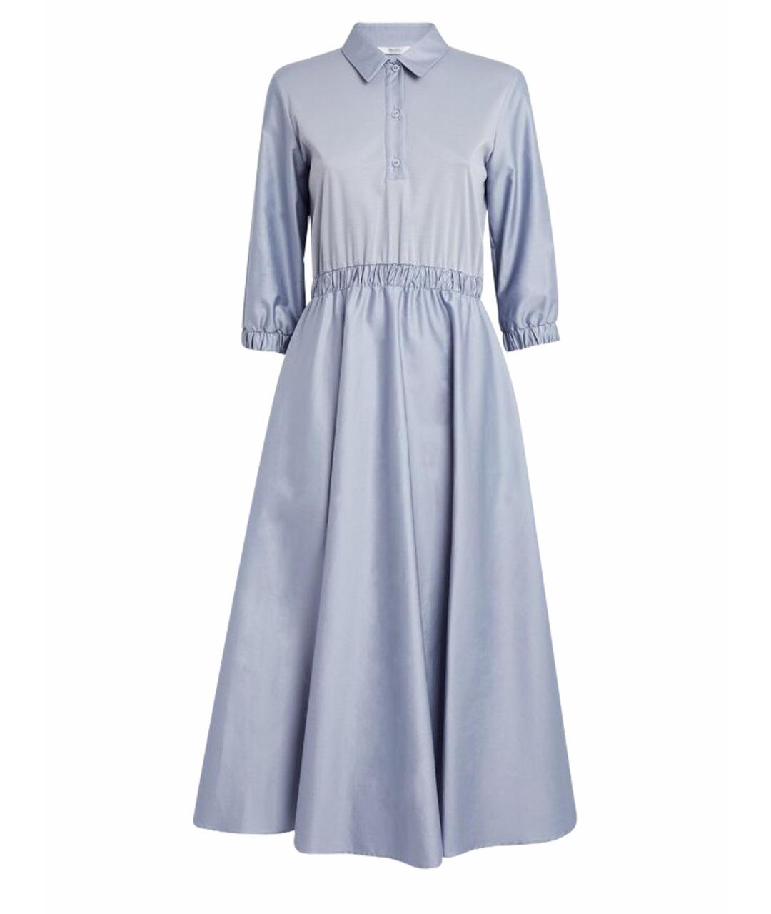 MAX MARA Голубое хлопковое повседневное платье, фото 1