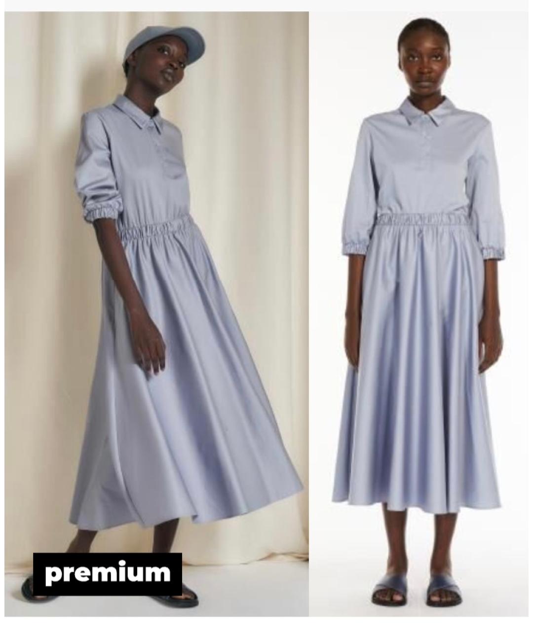 MAX MARA Голубое хлопковое повседневное платье, фото 7