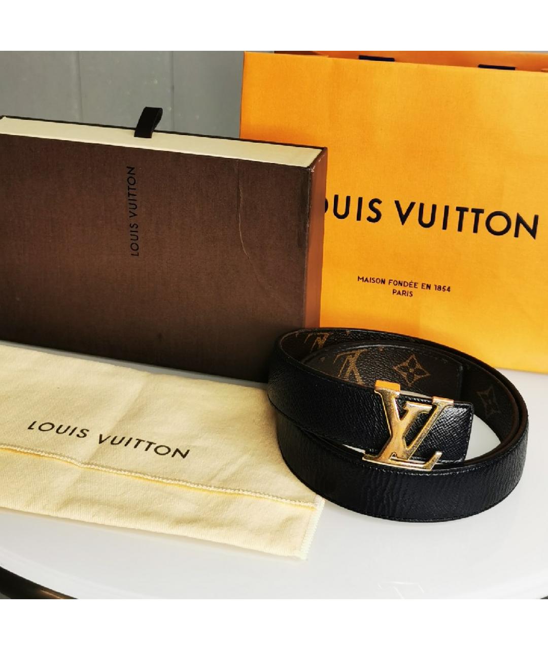 LOUIS VUITTON Черный кожаный ремень, фото 8