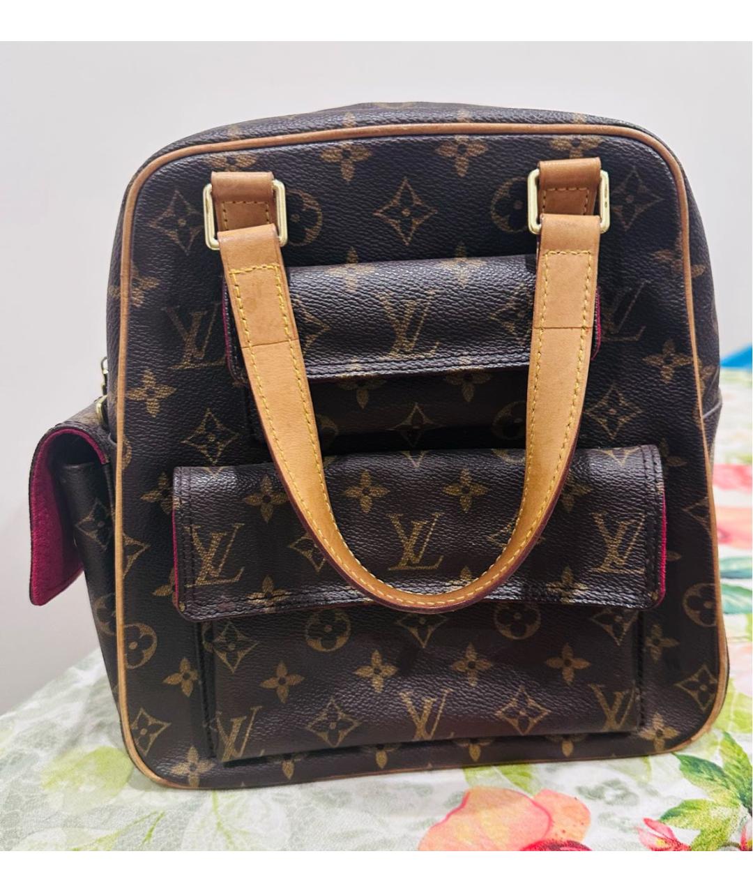 LOUIS VUITTON Коричневая кожаная сумка с короткими ручками, фото 3