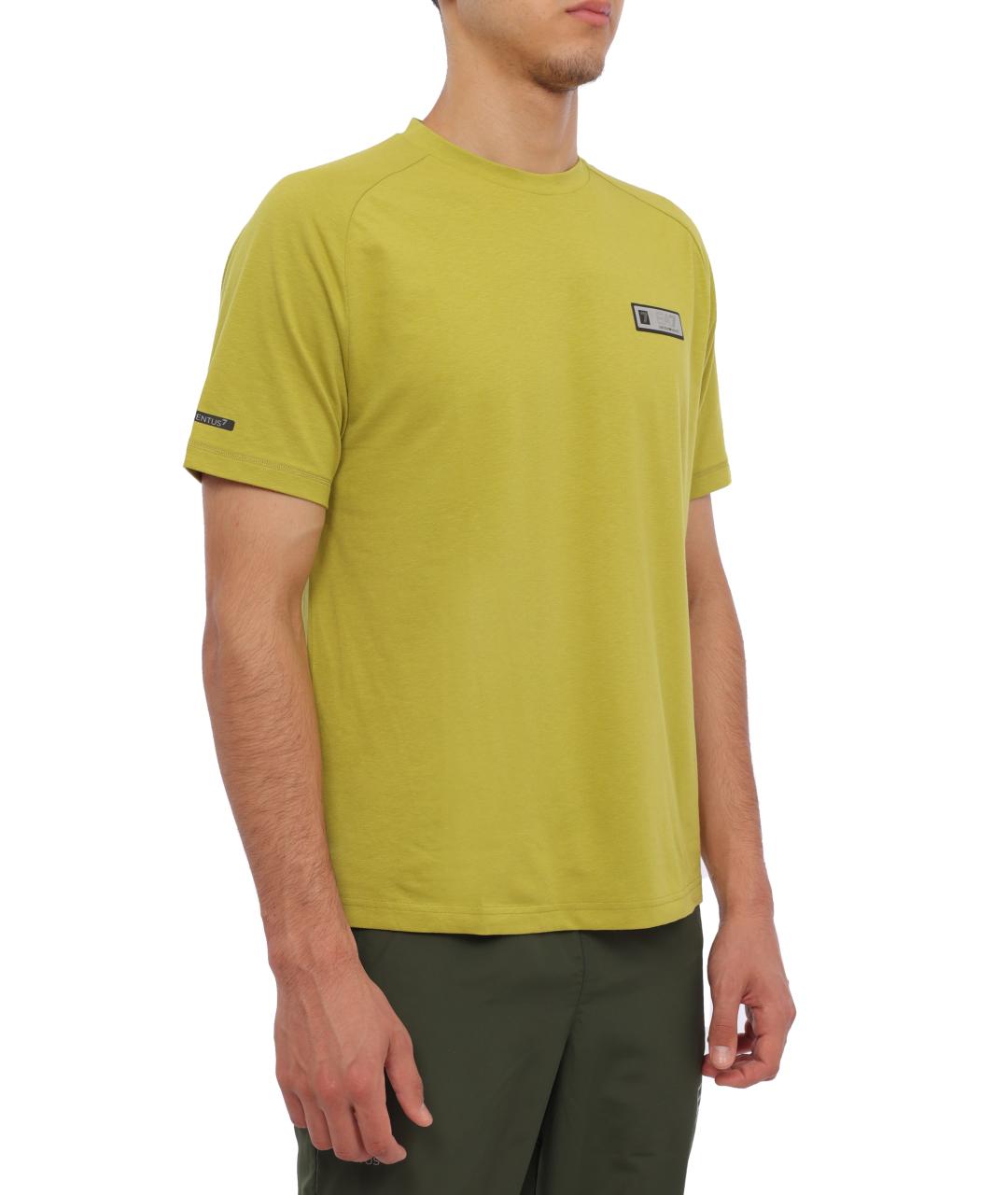 EA7 Желтая хлопковая футболка, фото 4