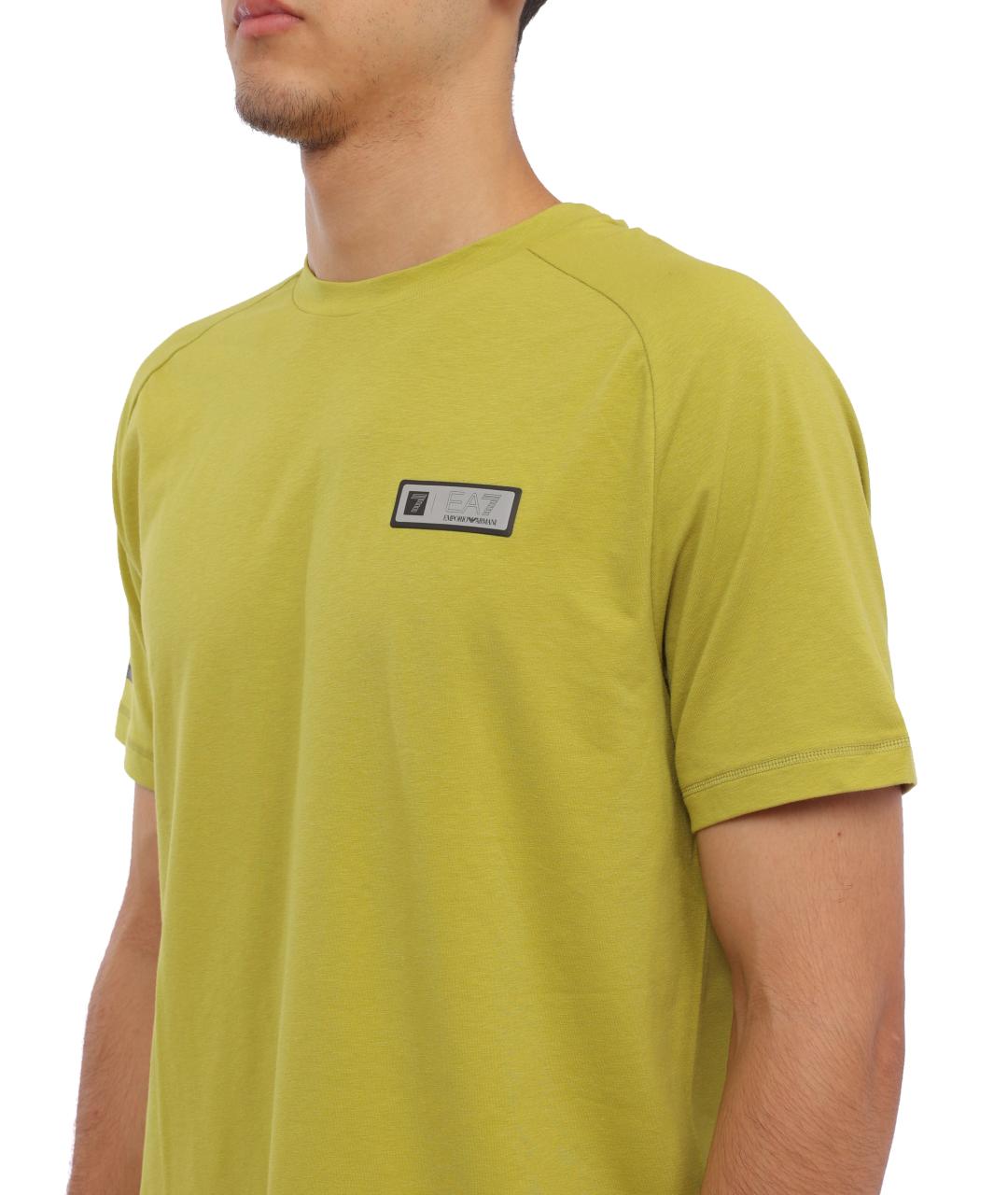 EA7 Желтая хлопковая футболка, фото 3
