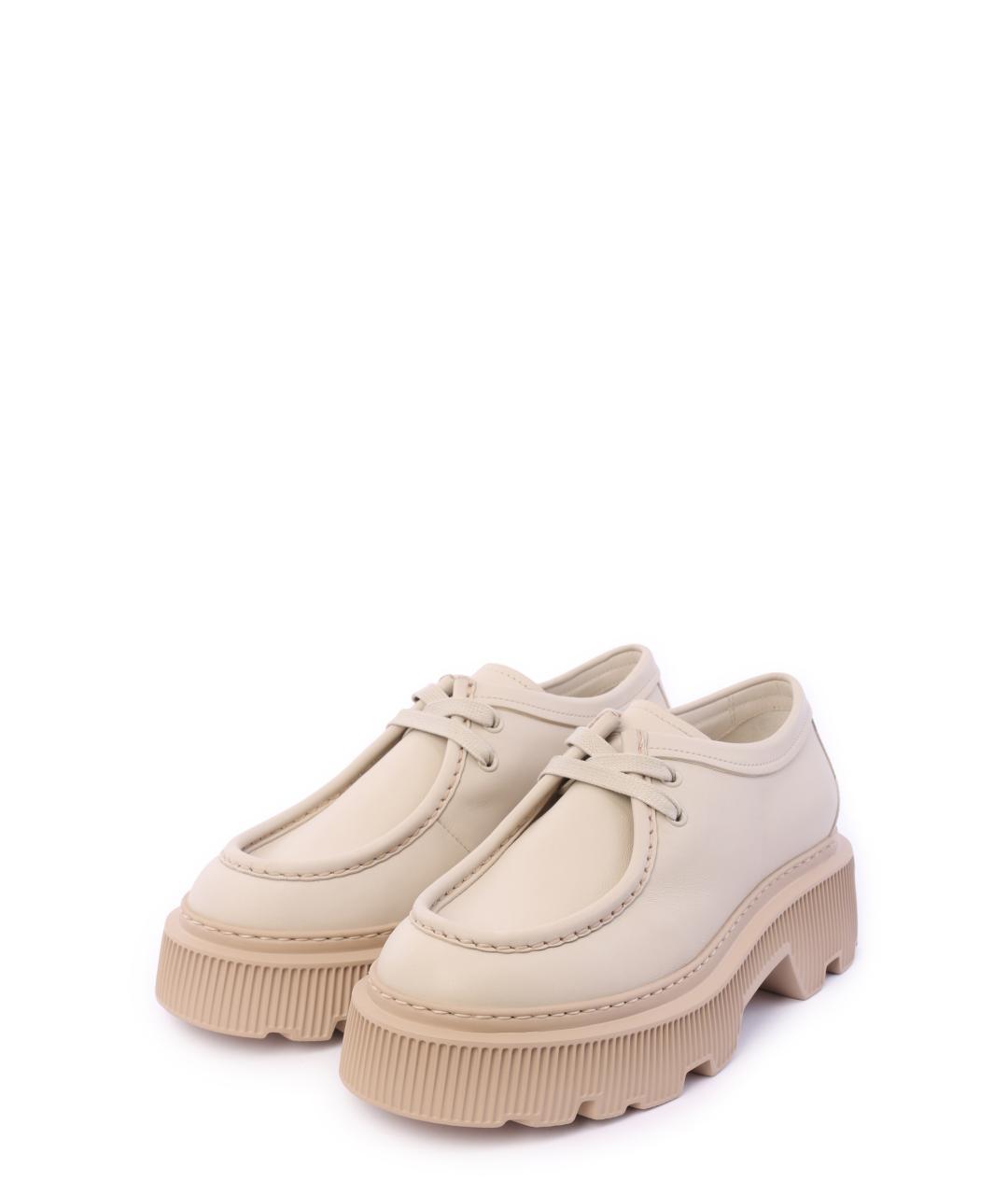 SANTONI Бежевые кожаные лоферы, фото 2