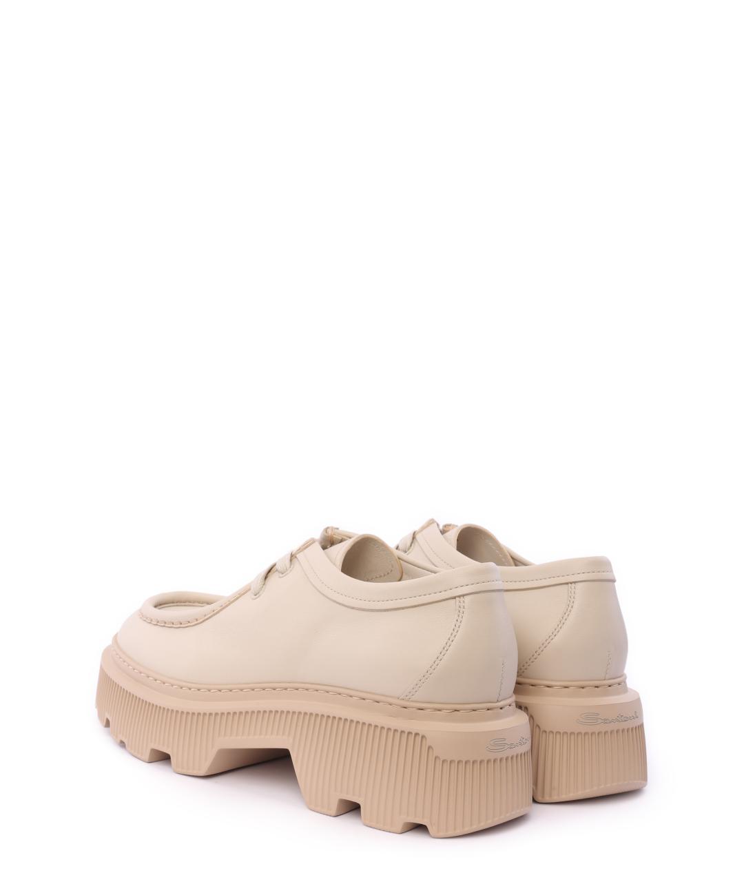 SANTONI Бежевые кожаные лоферы, фото 3