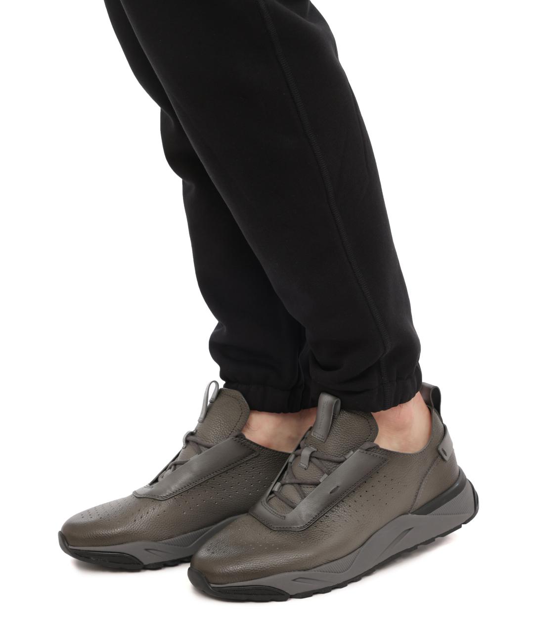 SANTONI Зеленые кожаные низкие кроссовки / кеды, фото 7