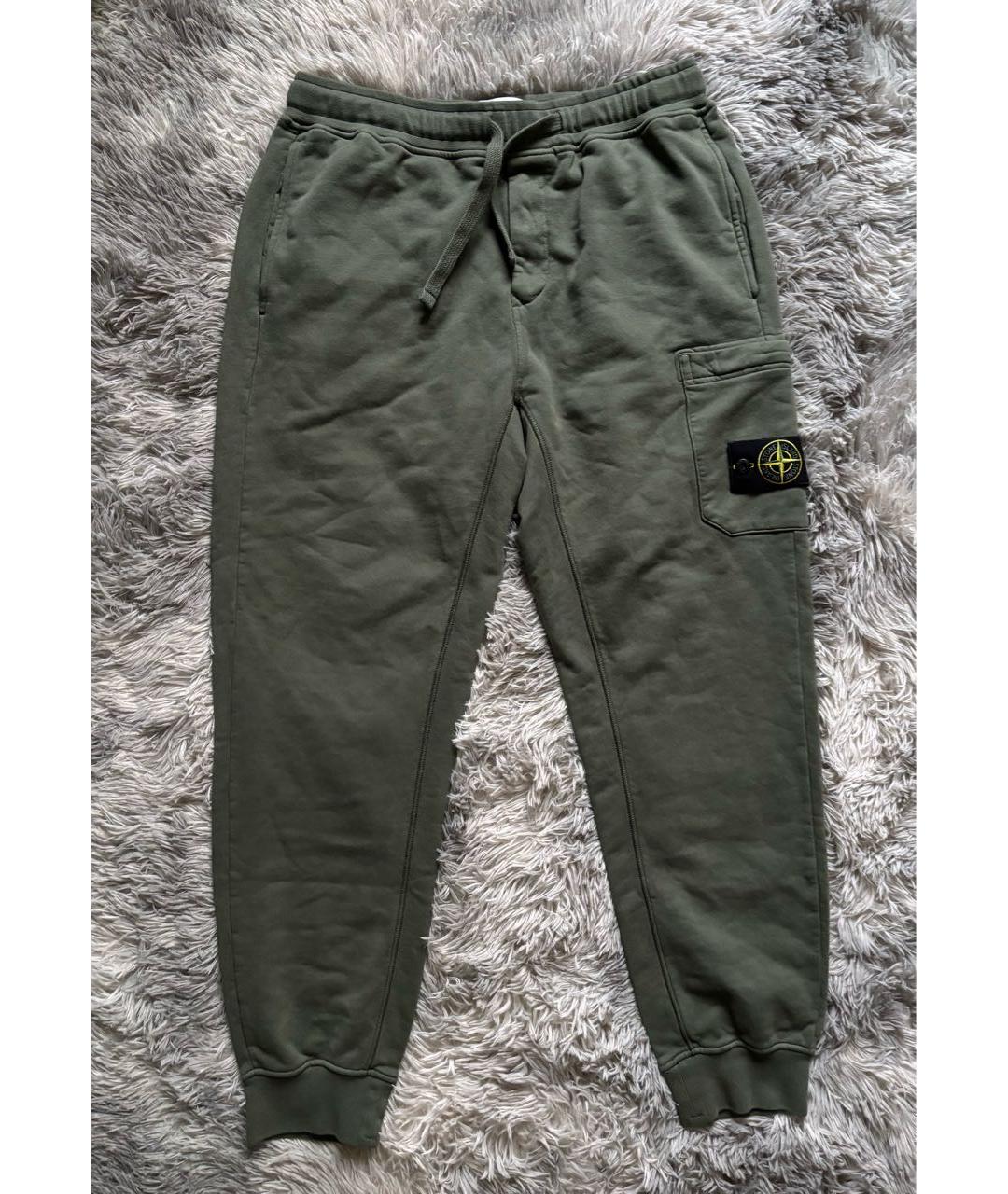 STONE ISLAND Хаки хлопковые повседневные брюки, фото 8