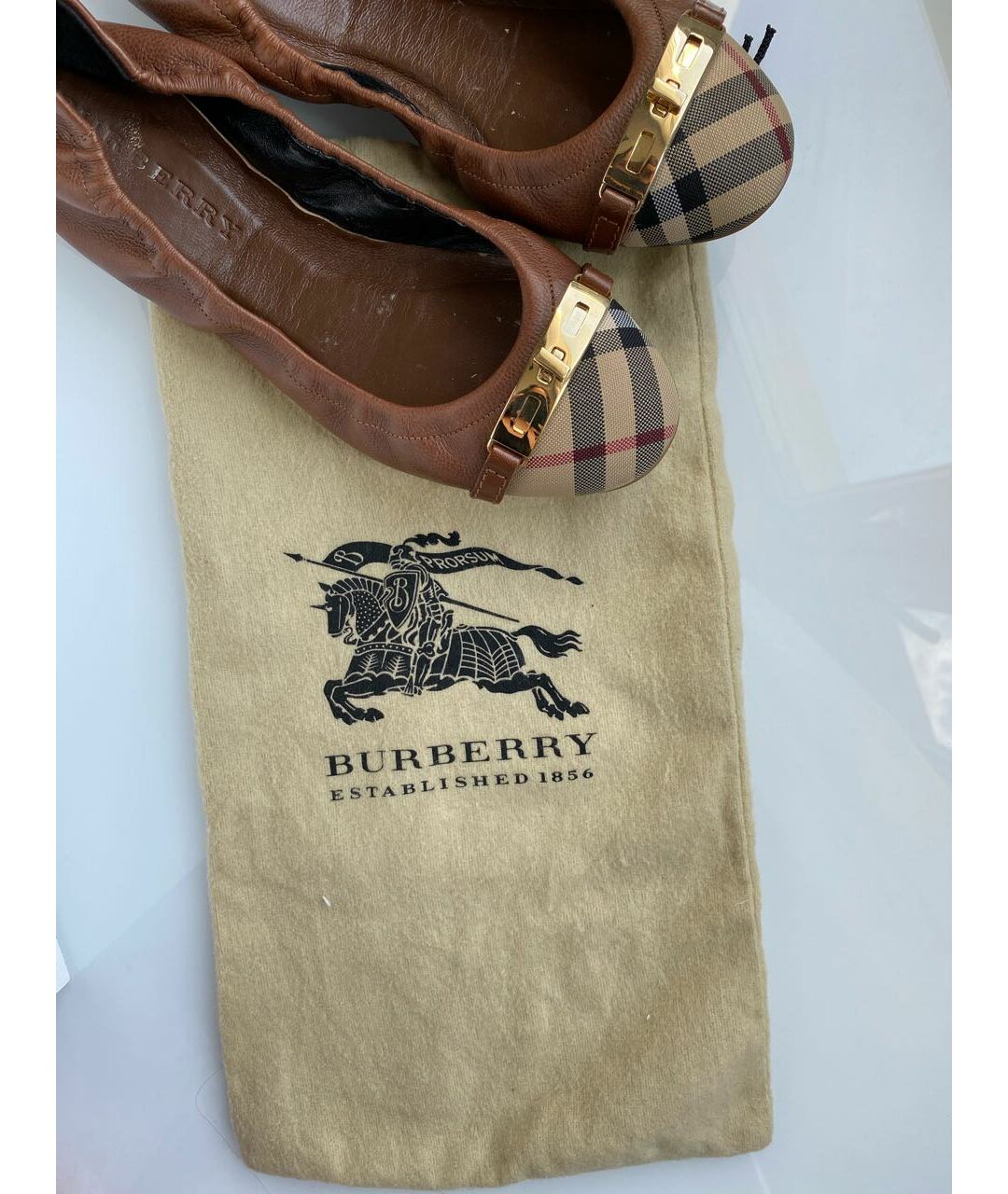 BURBERRY Коричневые кожаные балетки, фото 7