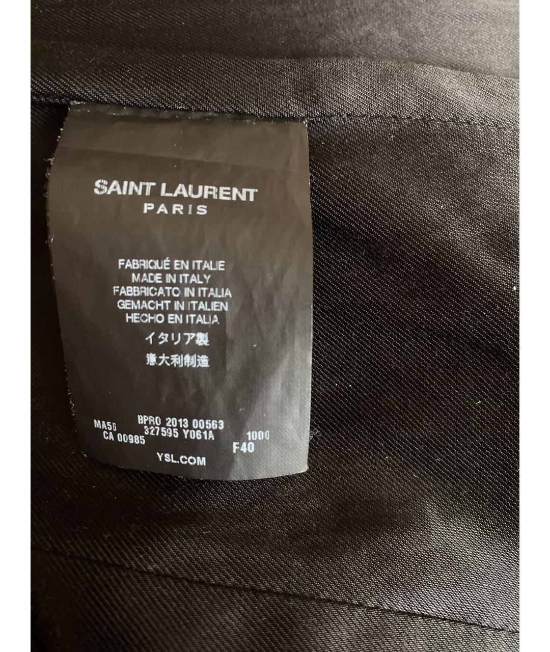 SAINT LAURENT Черное шерстяное пальто, фото 5