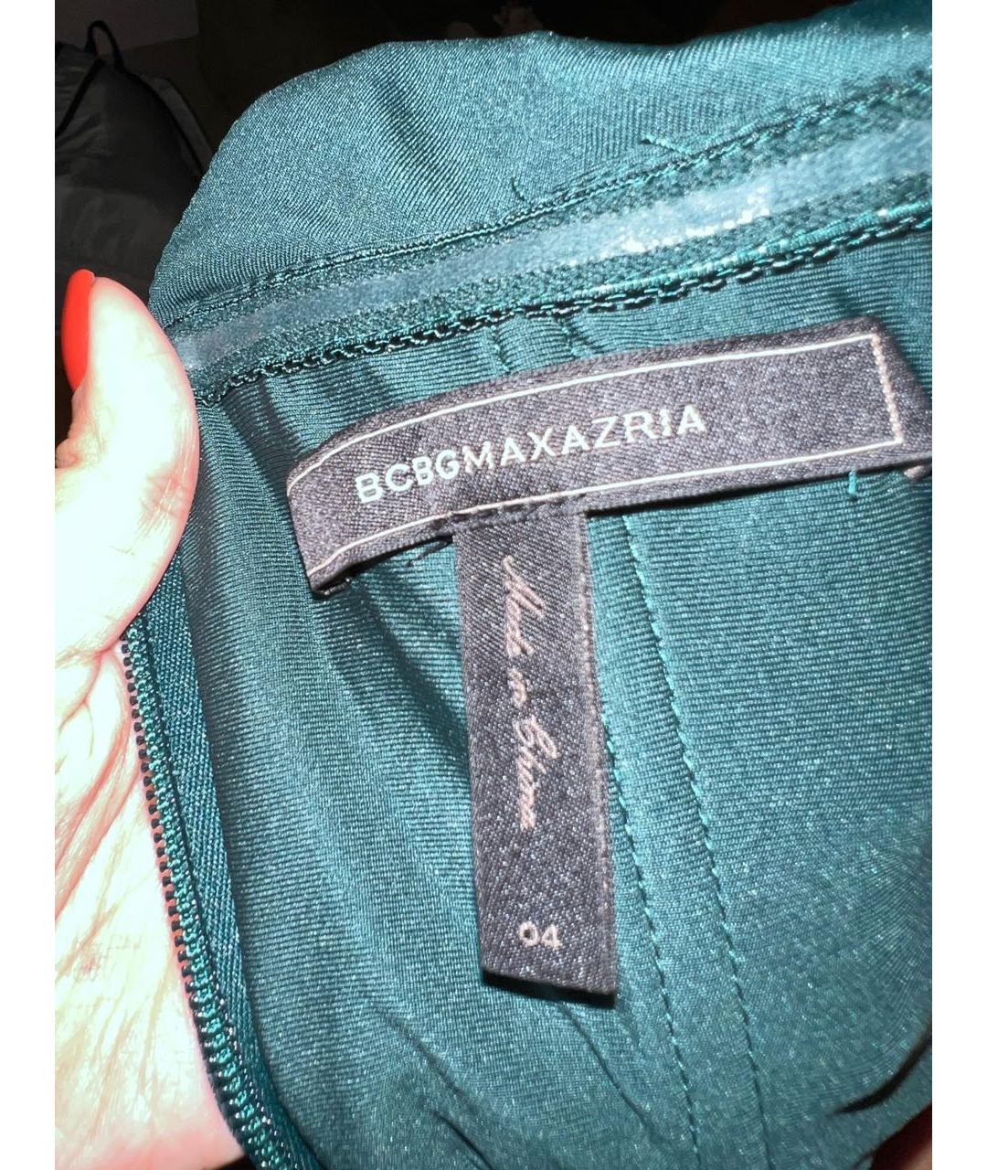 BCBG MAXAZRIA Зеленые хлопковое коктейльное платье, фото 4