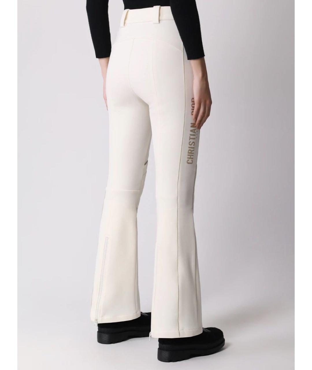 CHRISTIAN DIOR Белые полиэстеровые брюки широкие, фото 4