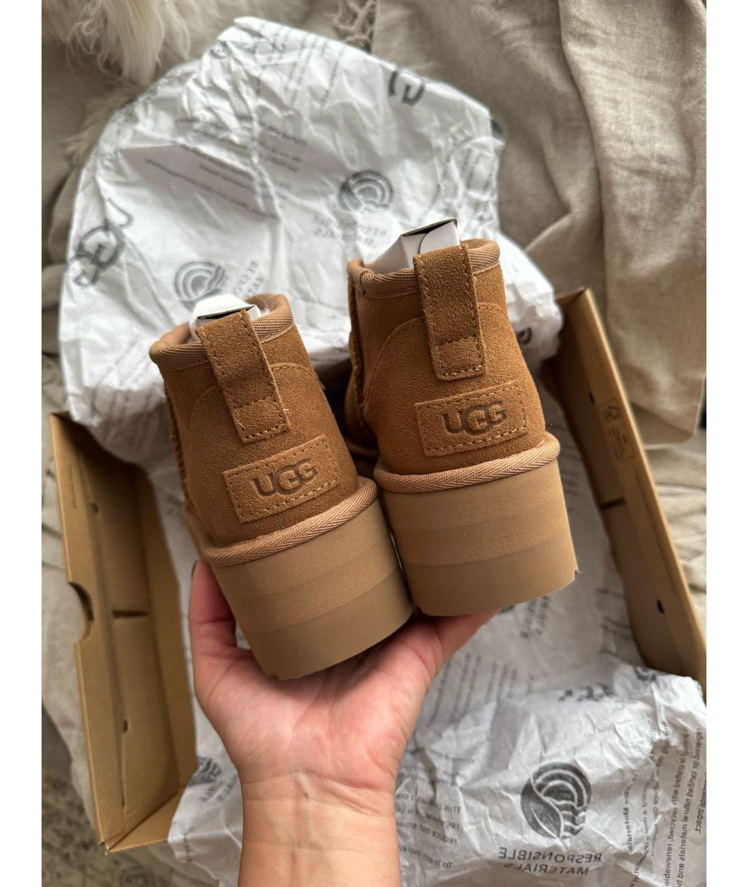 UGG AUSTRALIA Коричневые замшевые ботинки, фото 3