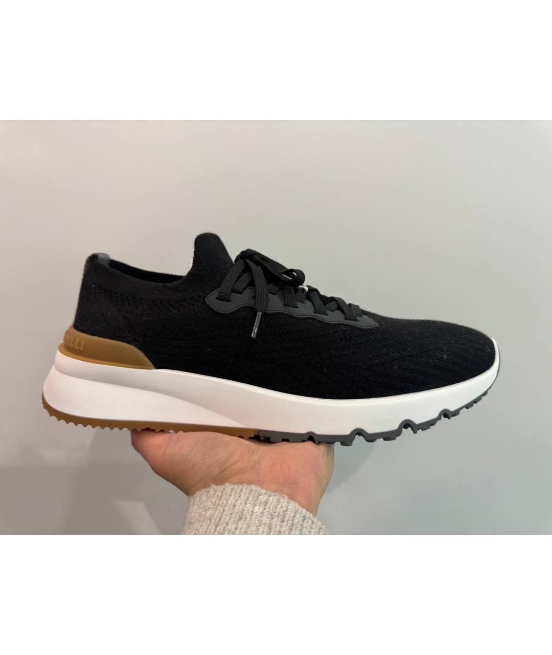 BRUNELLO CUCINELLI Черные текстильные низкие кроссовки / кеды, фото 4