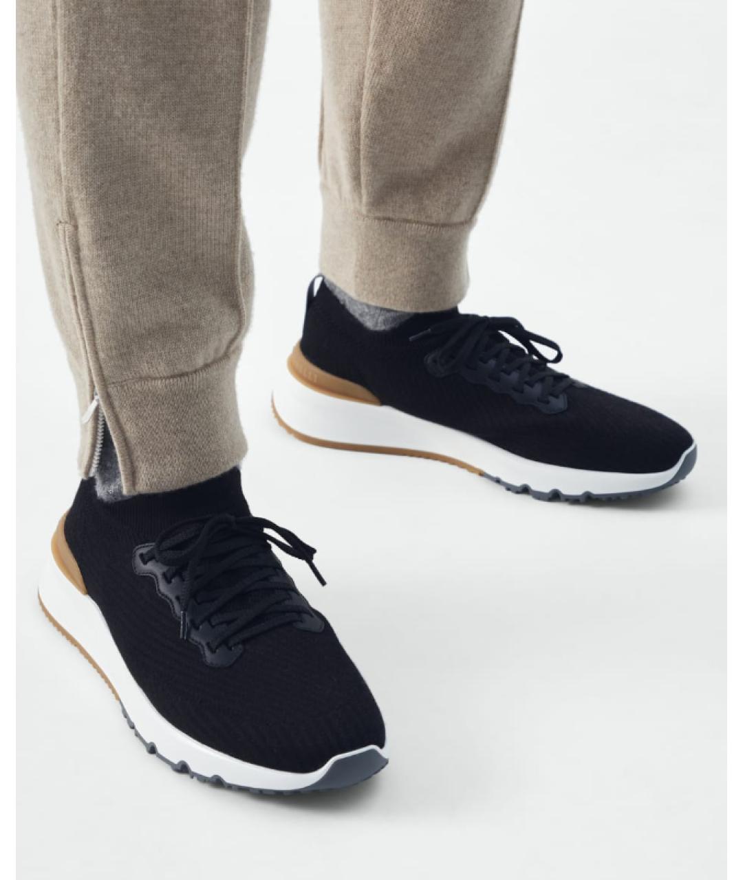 BRUNELLO CUCINELLI Черные текстильные низкие кроссовки / кеды, фото 2