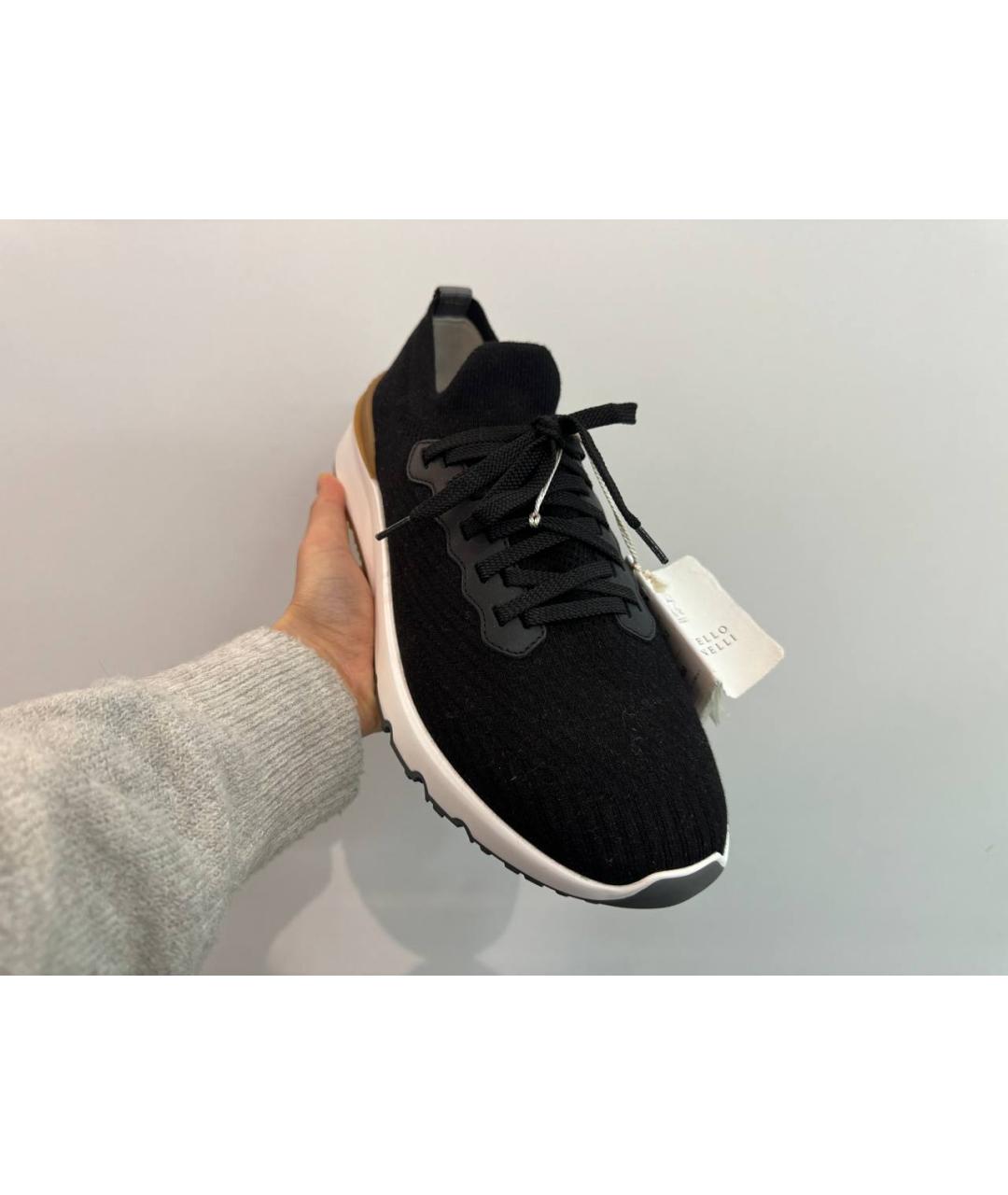 BRUNELLO CUCINELLI Черные текстильные низкие кроссовки / кеды, фото 3