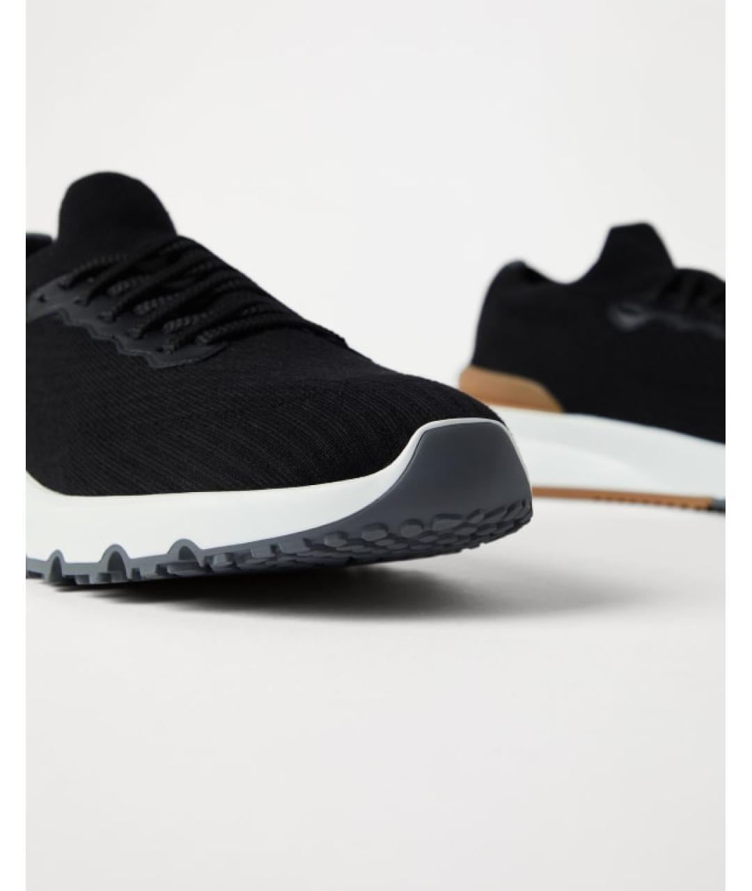 BRUNELLO CUCINELLI Черные текстильные низкие кроссовки / кеды, фото 8