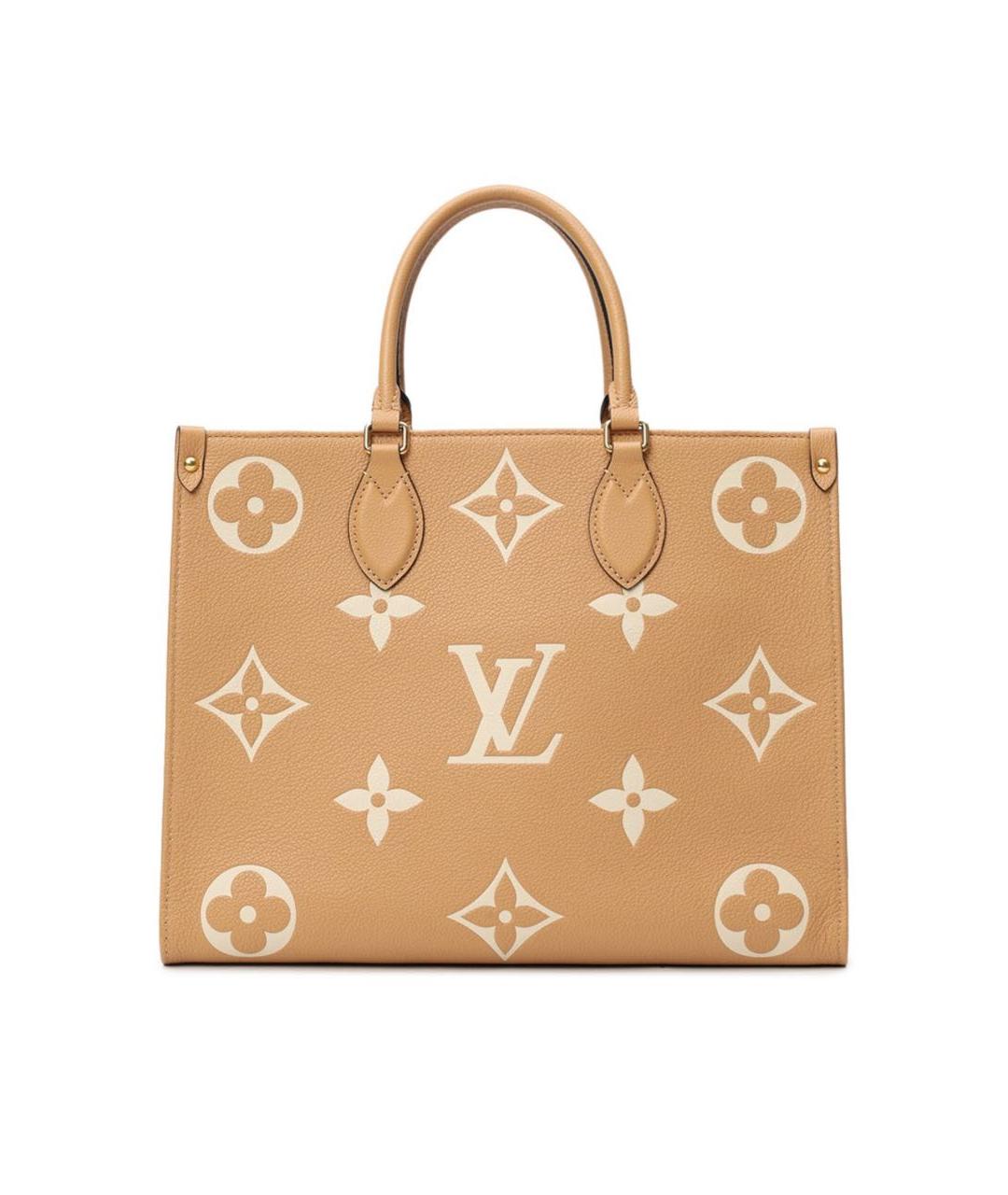 LOUIS VUITTON Горчичная кожаная сумка тоут, фото 6