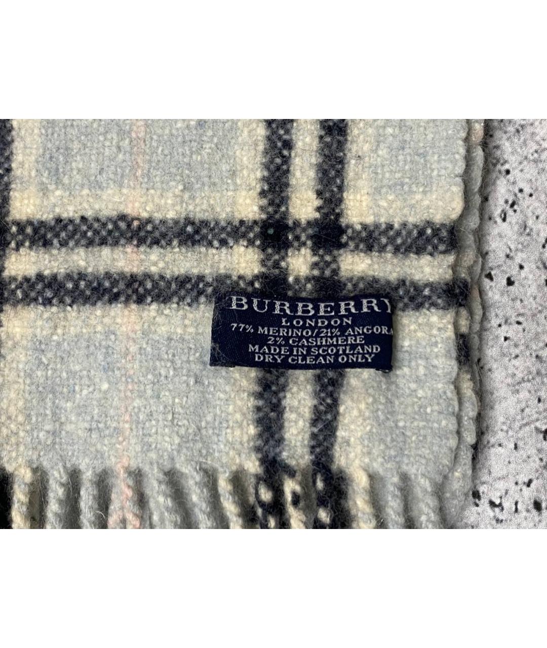 BURBERRY Серый шерстяной шарф, фото 6