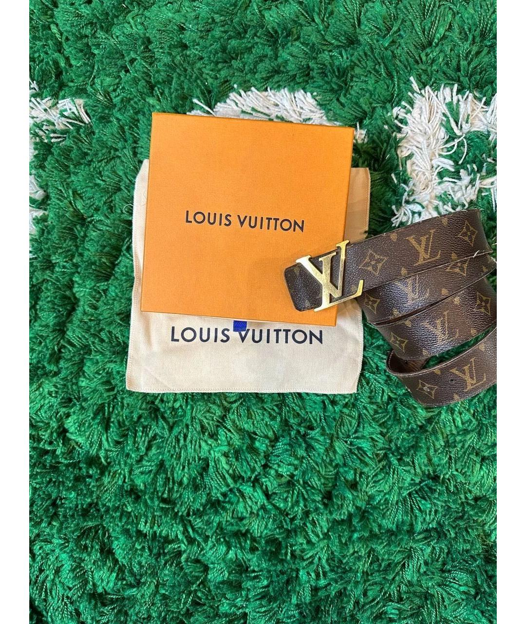 LOUIS VUITTON Коричневый кожаный ремень, фото 3