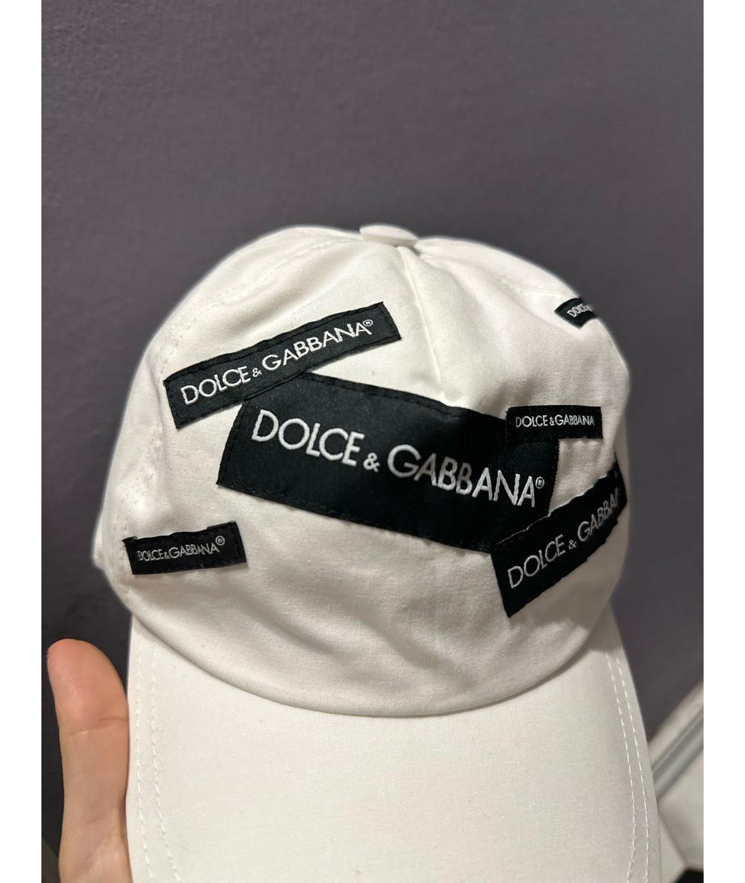 DOLCE&GABBANA Белая хлопковая кепка, фото 4