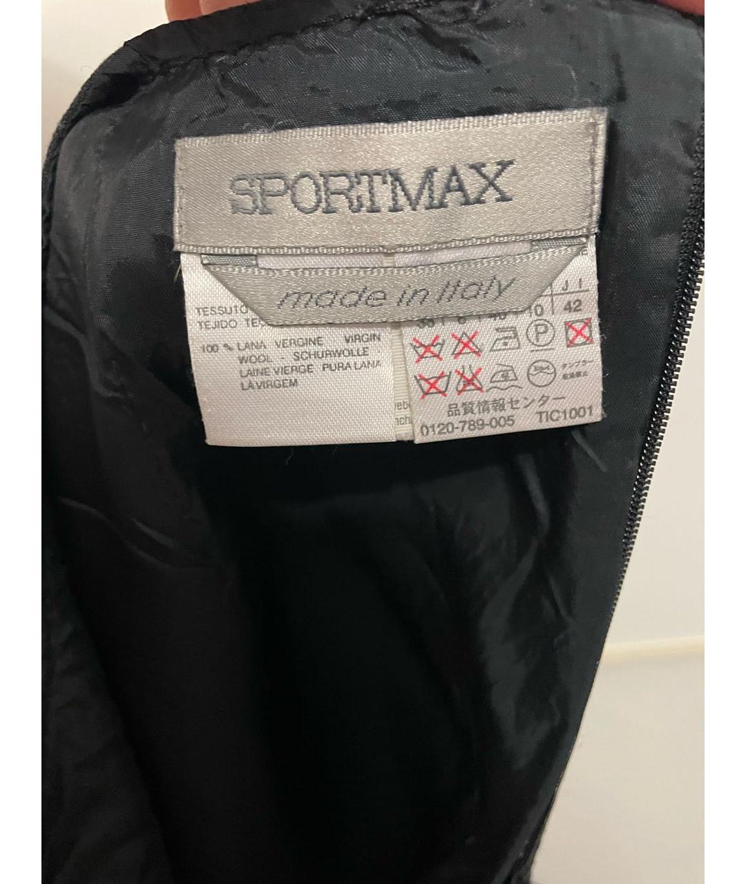 SPORTMAX Черная шерстяная юбка мини, фото 5