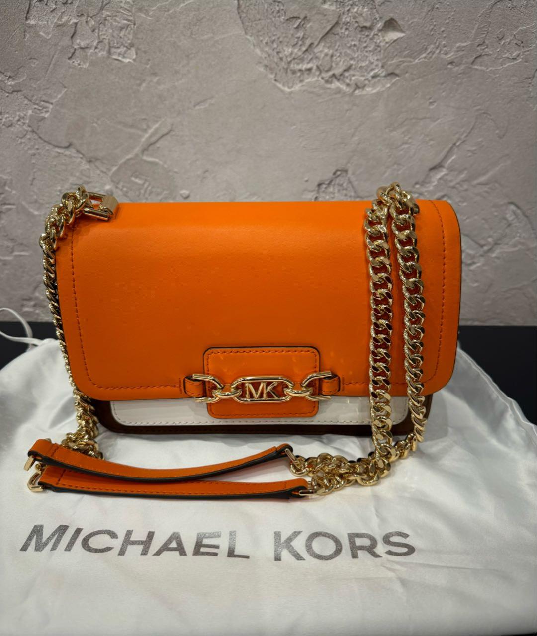 MICHAEL KORS Оранжевая кожаная сумка через плечо, фото 6