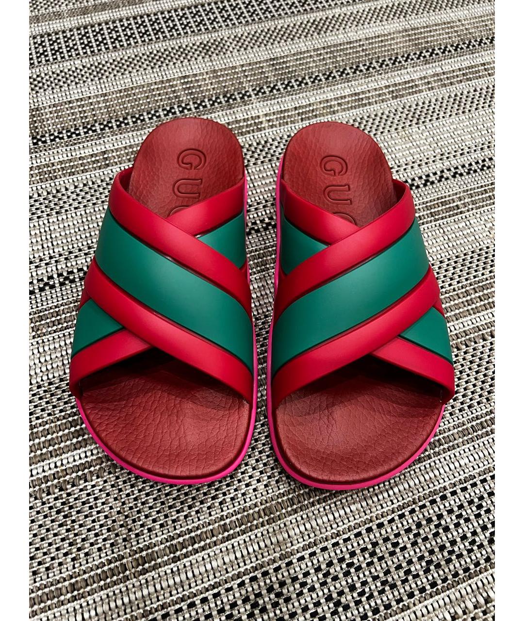 GUCCI Красные резиновые шлепанцы, фото 2