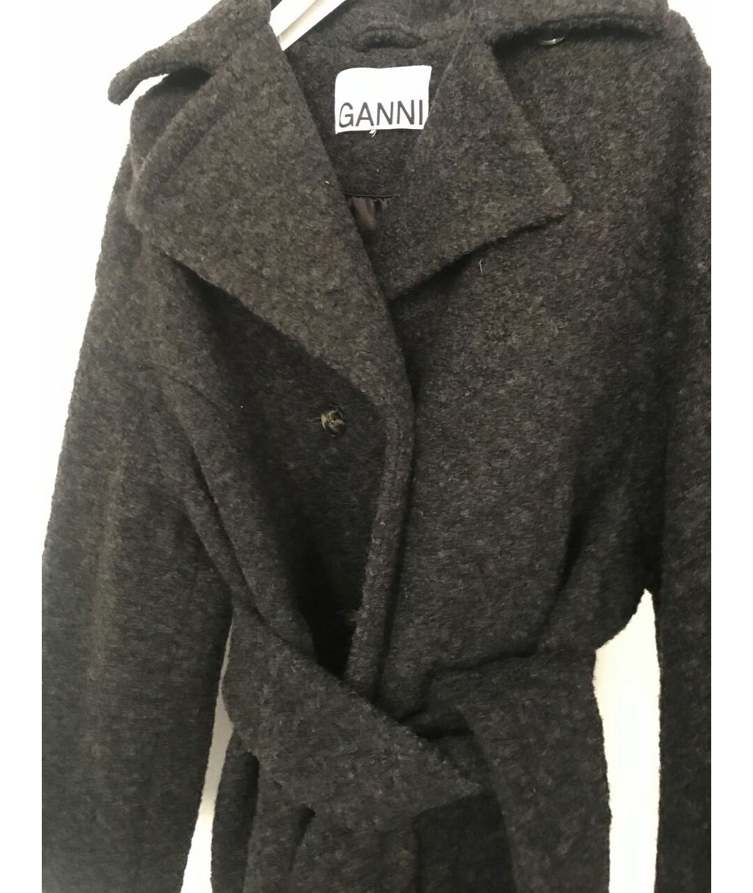 GANNI Черное шерстяное пальто, фото 3