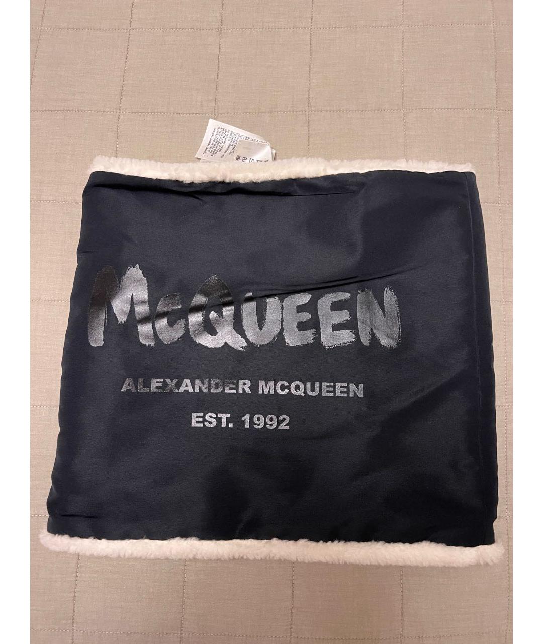 ALEXANDER MCQUEEN Черный хлопковый шарф, фото 5