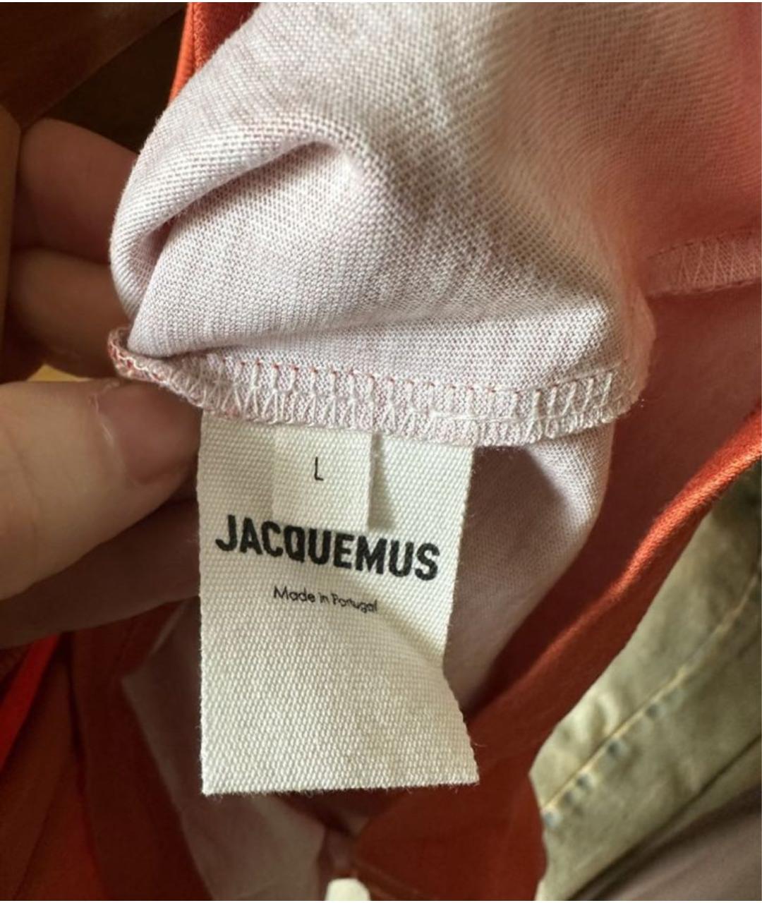 JACQUEMUS Оранжевая хлопковая футболка, фото 2