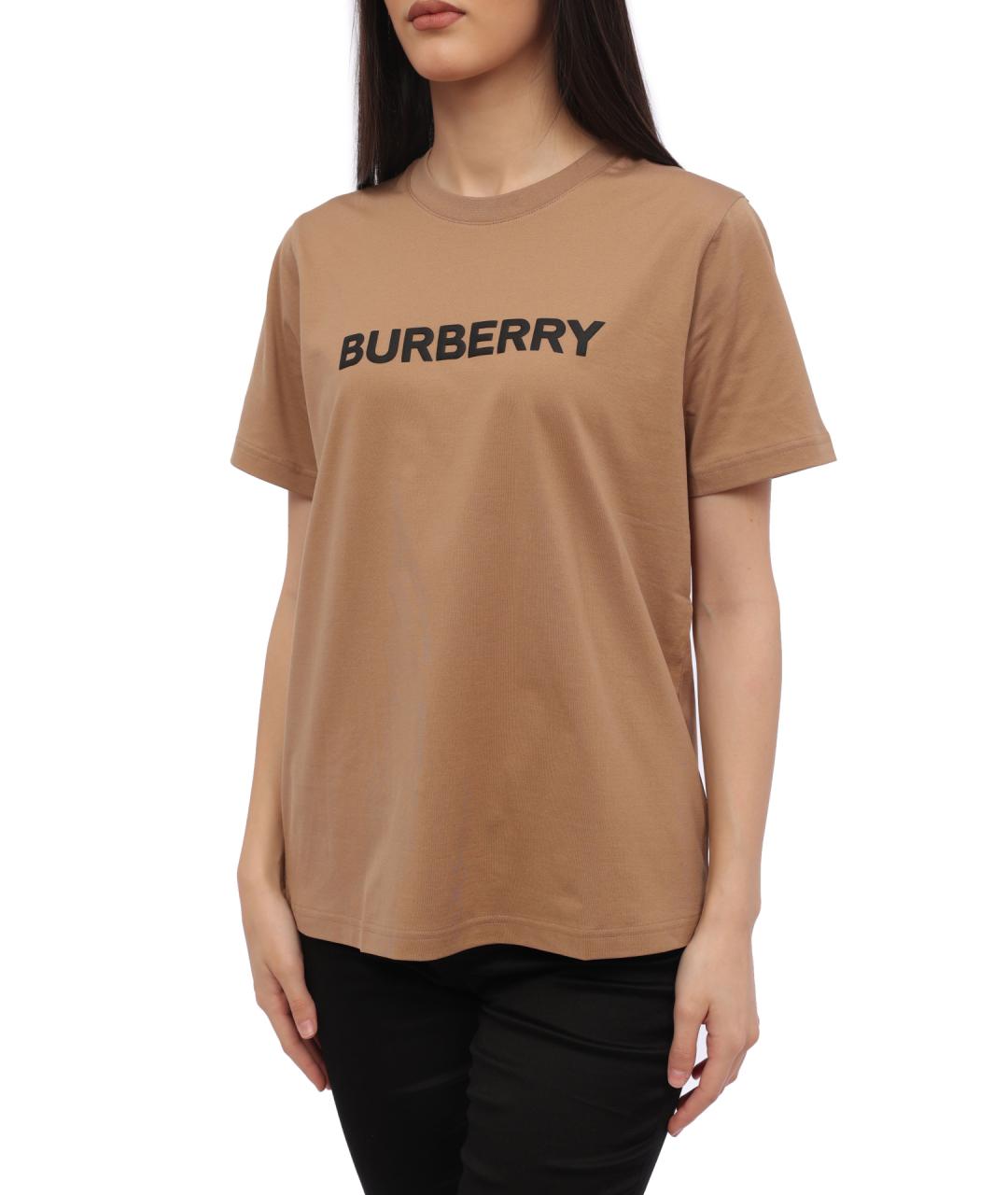 BURBERRY Бежевая хлопковая футболка, фото 2