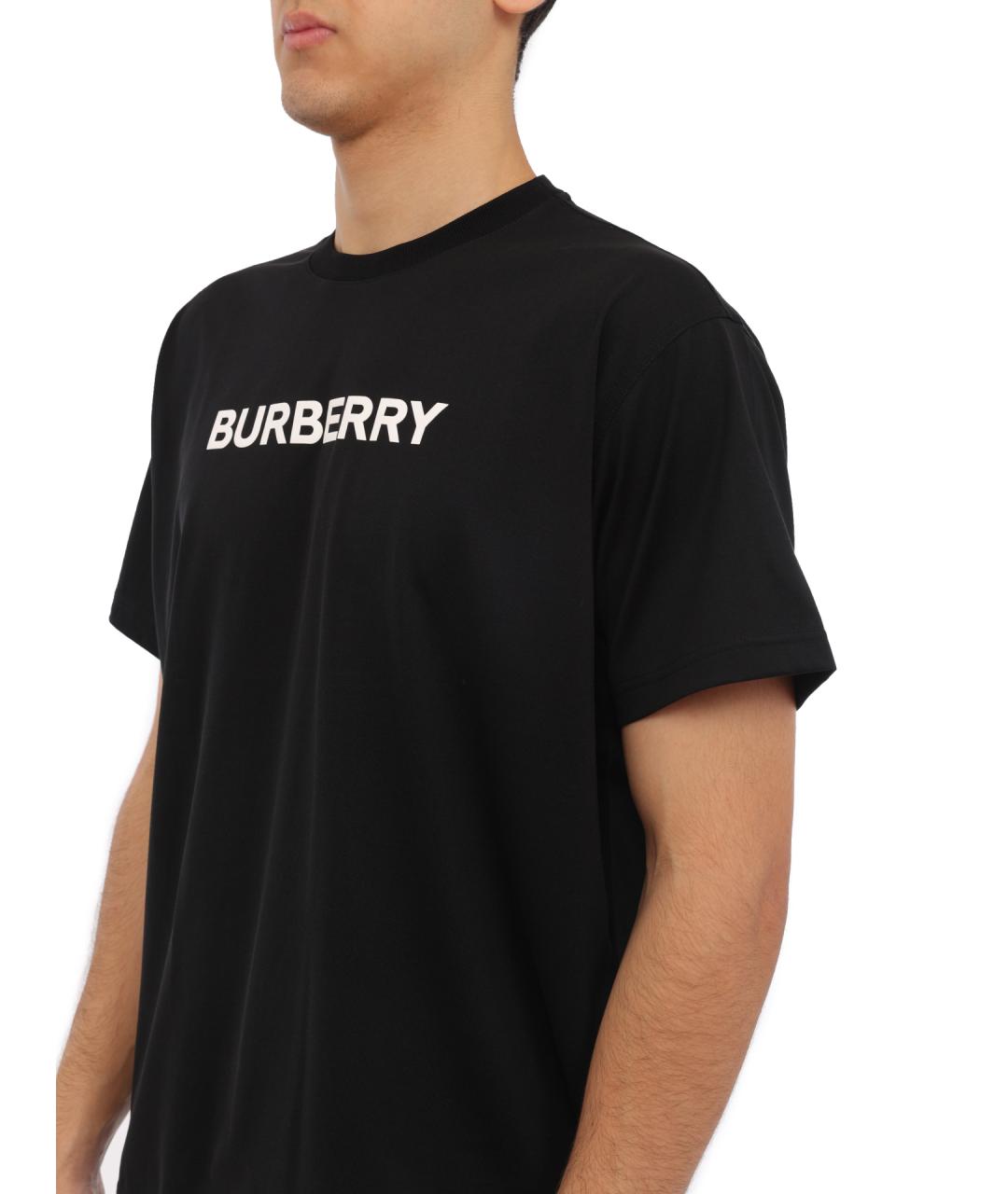 BURBERRY Черная хлопковая футболка, фото 3