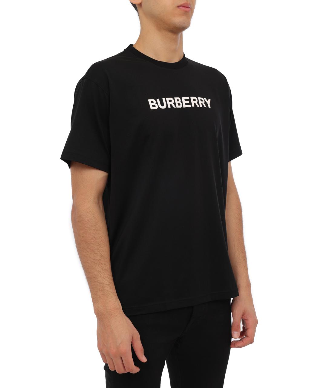 BURBERRY Черная хлопковая футболка, фото 4
