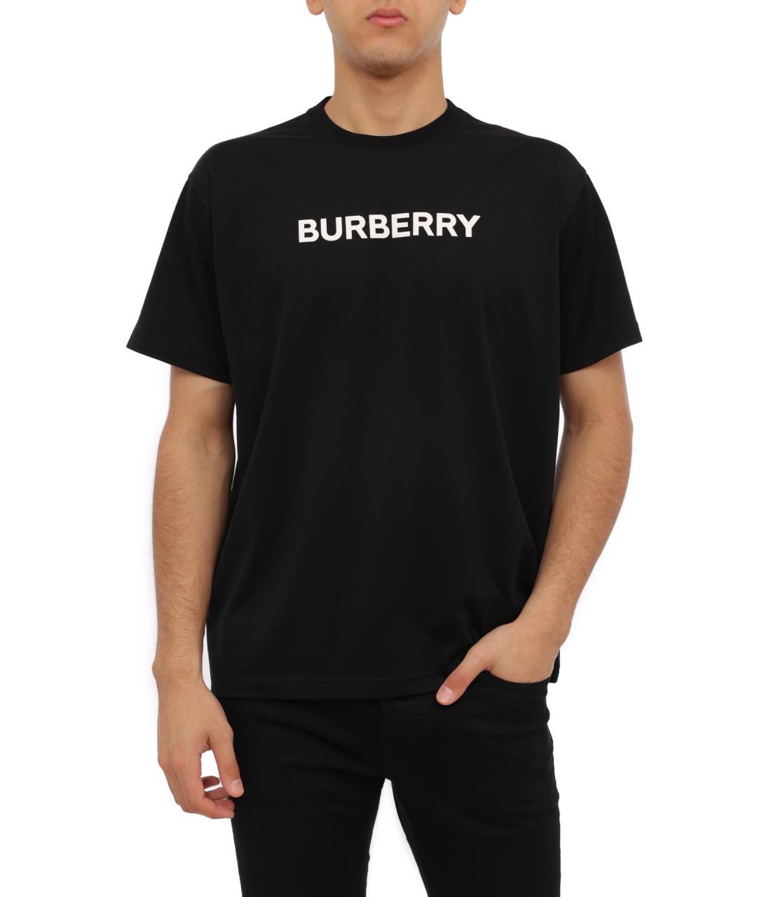 BURBERRY Черная хлопковая футболка, фото 1