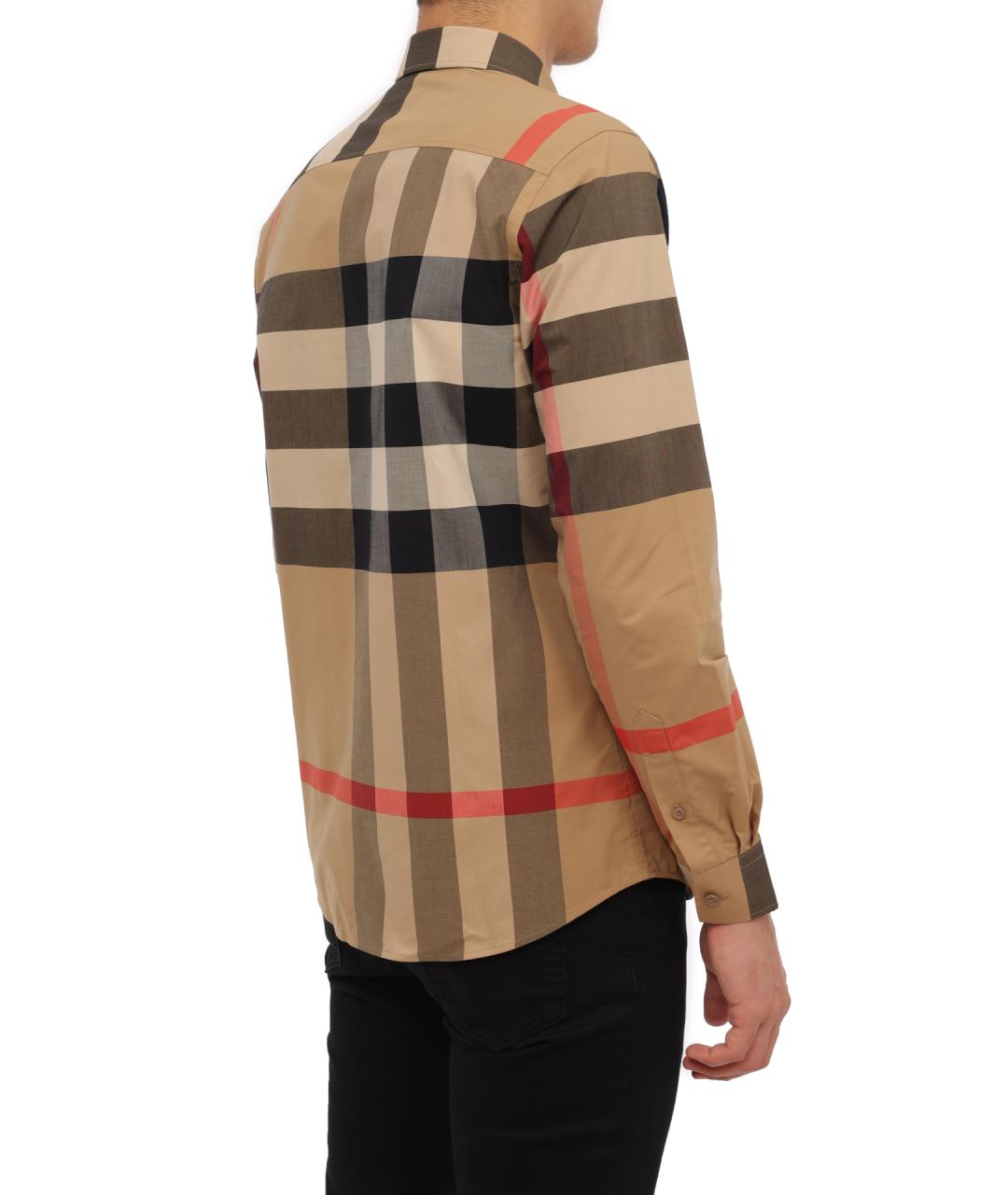 BURBERRY Бежевая хлопковая кэжуал рубашка, фото 5