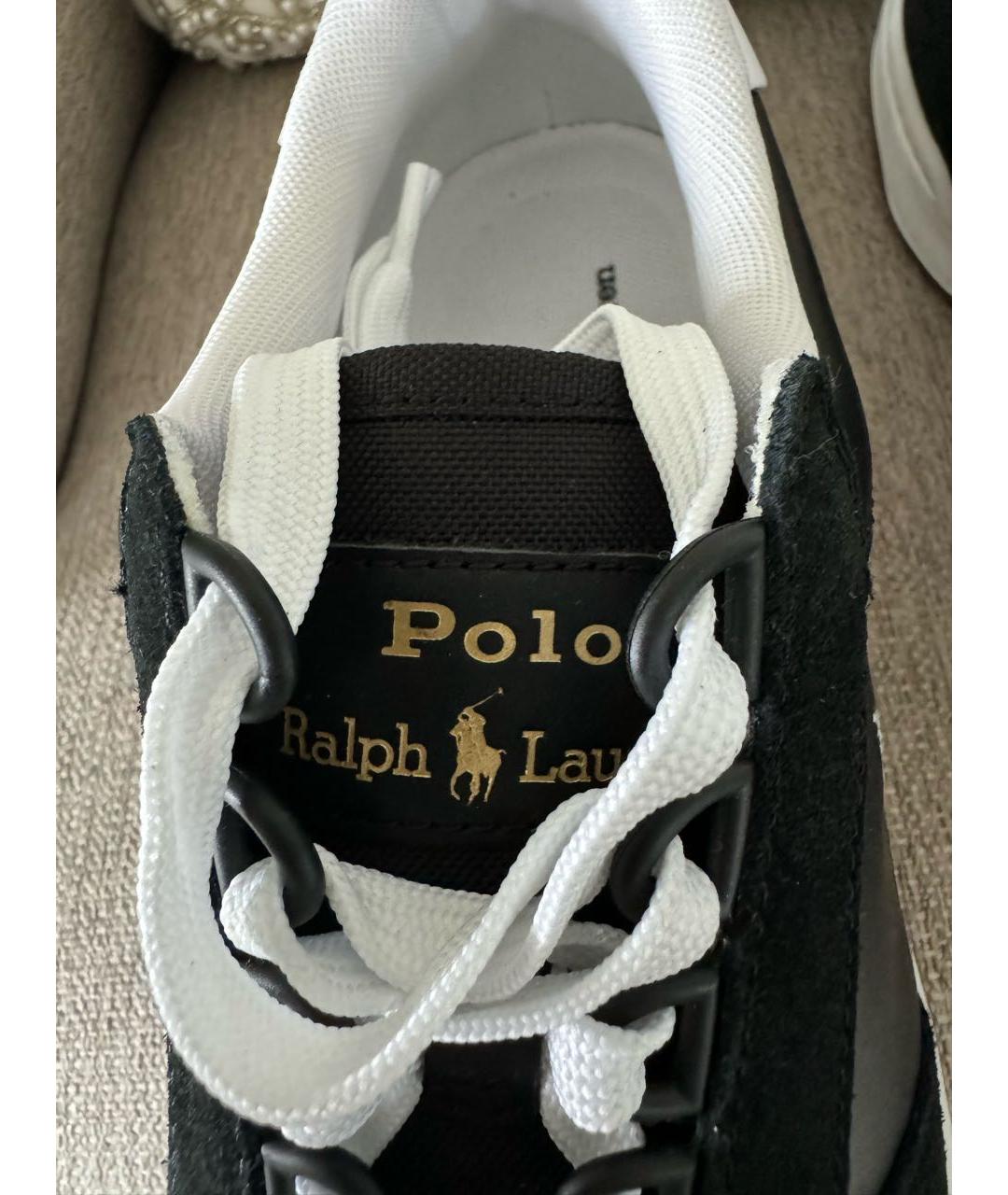 POLO RALPH LAUREN Черные кожаные низкие кроссовки / кеды, фото 6