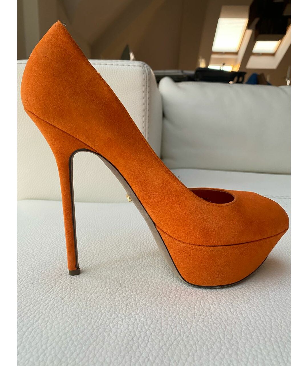 SERGIO ROSSI Оранжевое замшевые туфли, фото 6