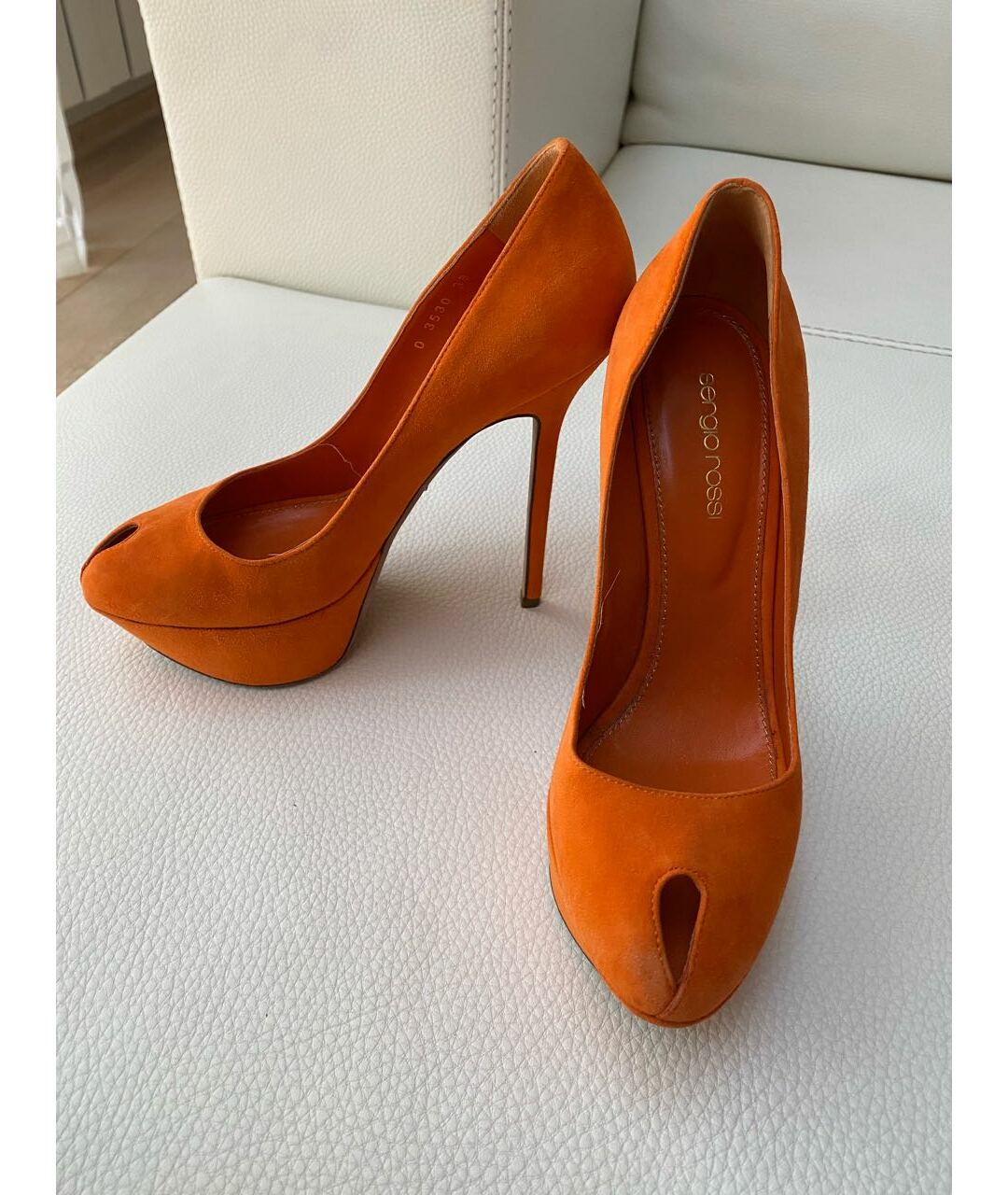 SERGIO ROSSI Оранжевое замшевые туфли, фото 5