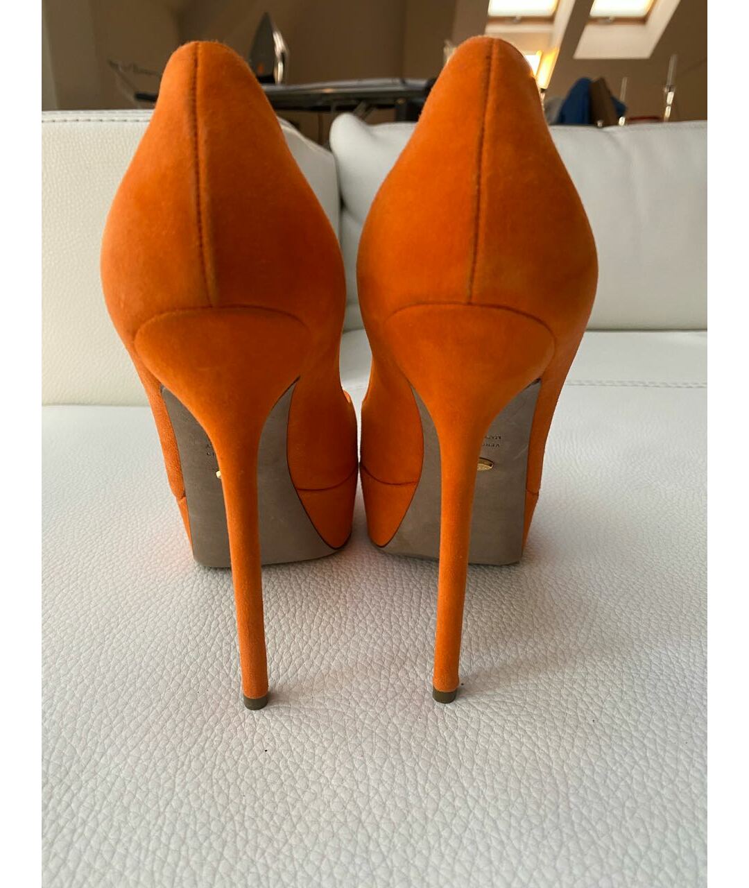 SERGIO ROSSI Оранжевое замшевые туфли, фото 4